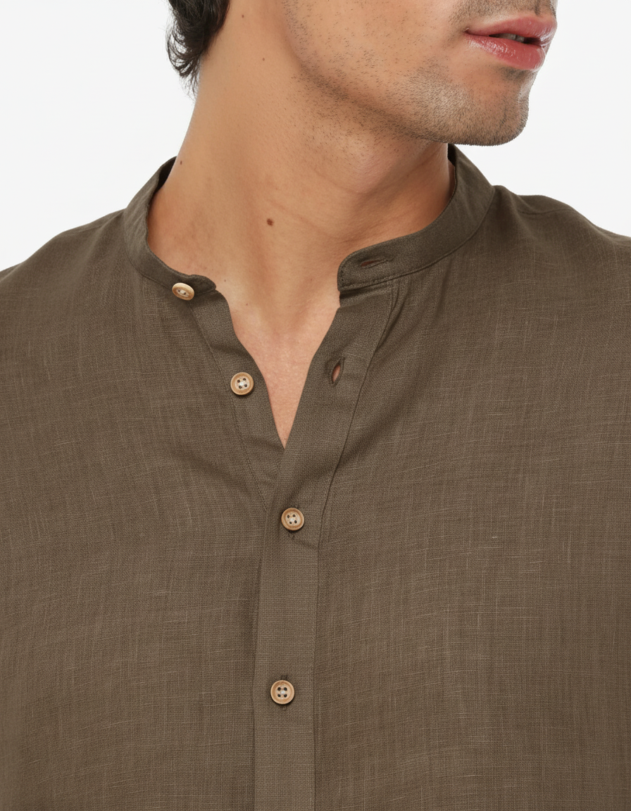 Camicia in lino - Collo serafino