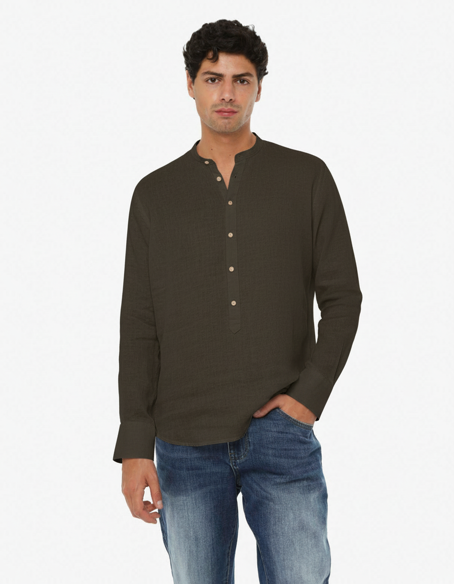 Camicia in lino - Collo serafino