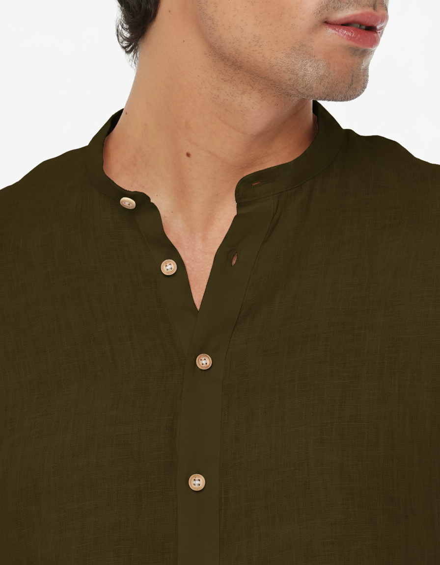 Camicia in lino - Collo serafino