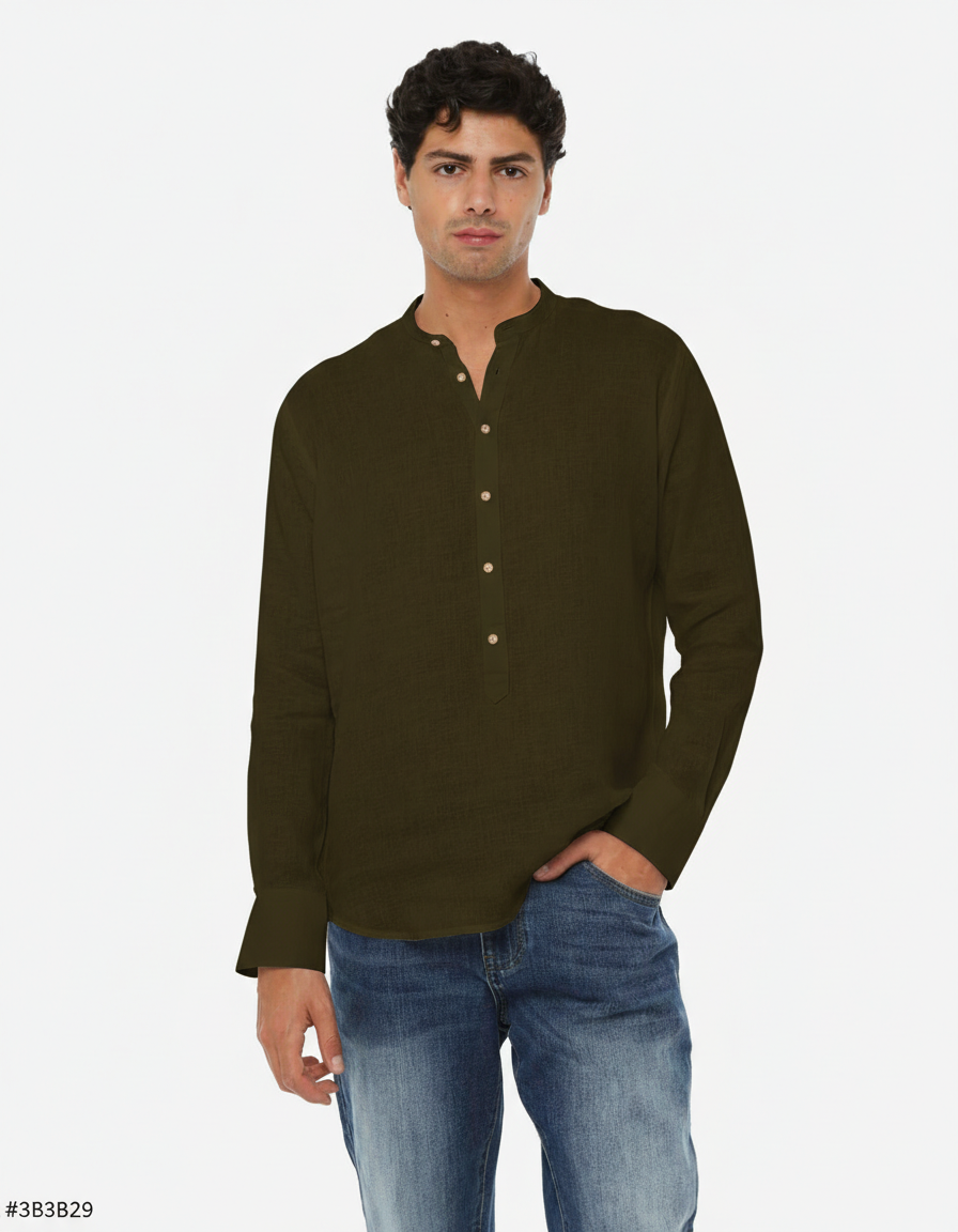 Camicia in lino - Collo serafino