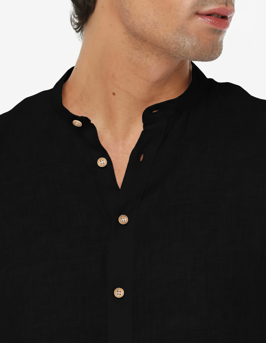 Camicia in lino - Collo serafino