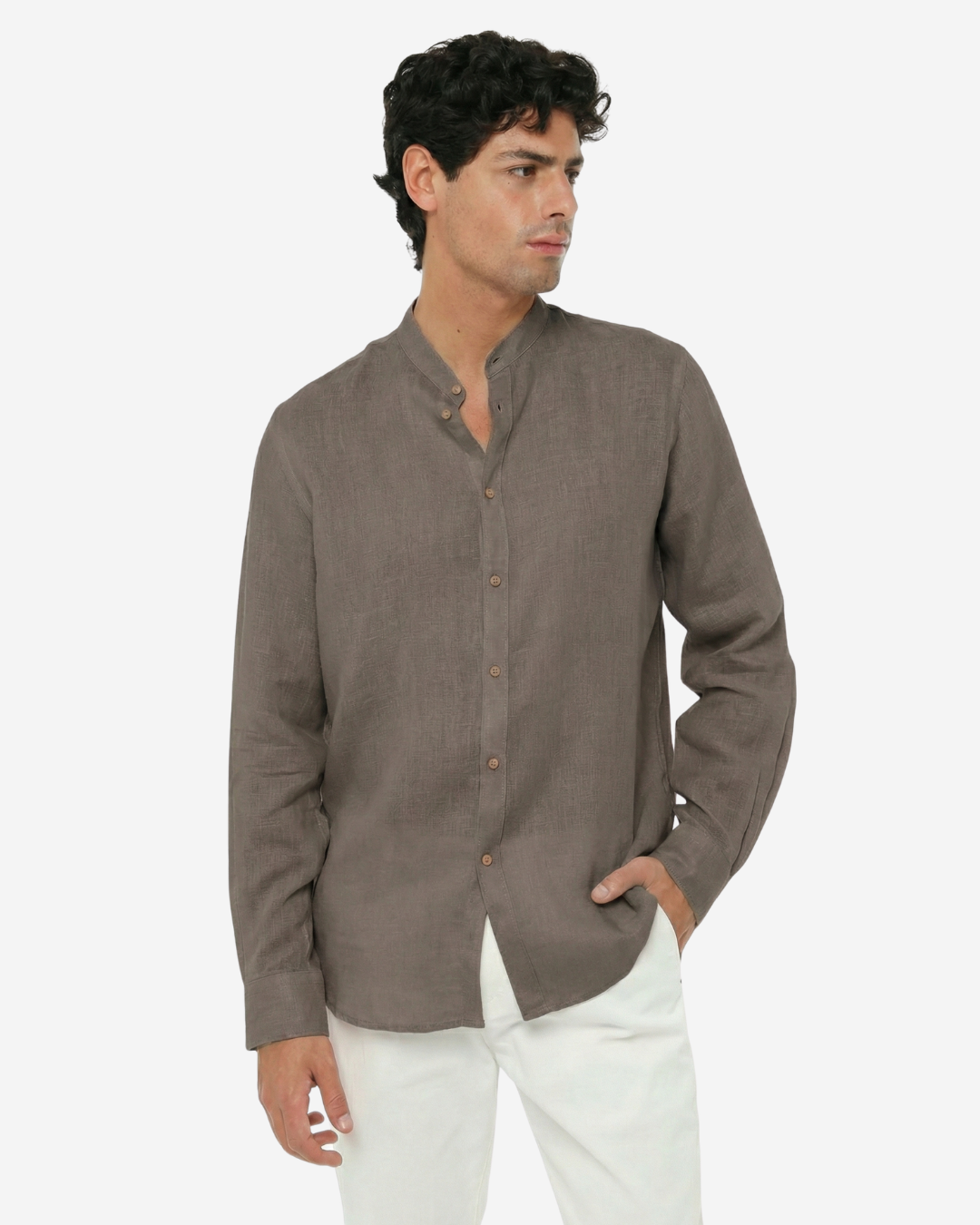 Camicia in lino - Collo serafino
