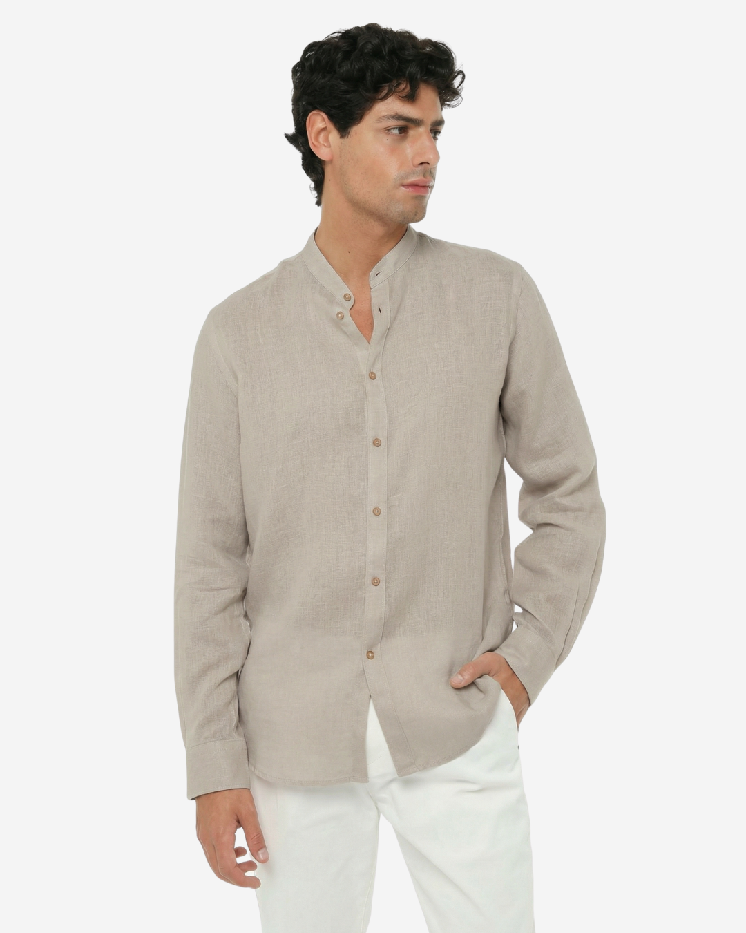 Camicia in lino - Collo serafino