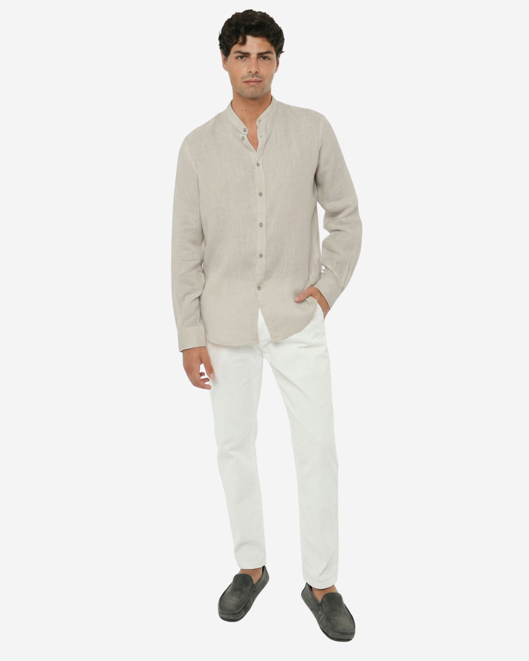 Camicia in lino - Collo serafino