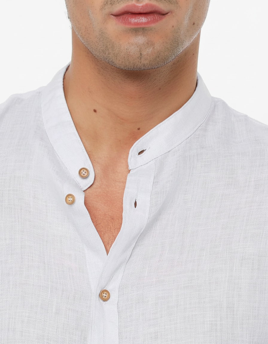 Camicia in lino - Collo serafino