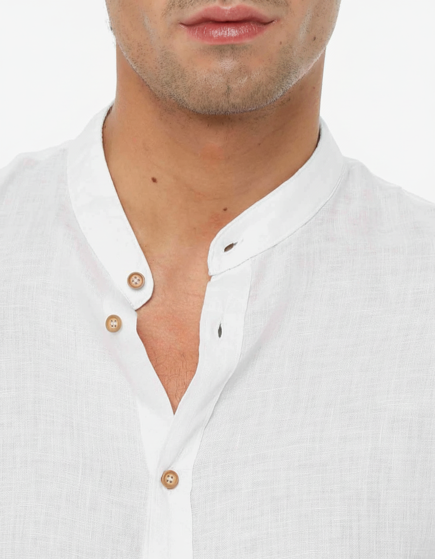 Camicia in lino - Collo serafino
