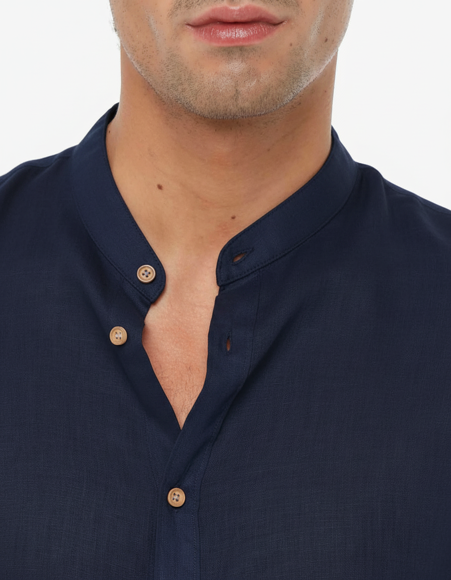 Camicia in lino - Collo serafino