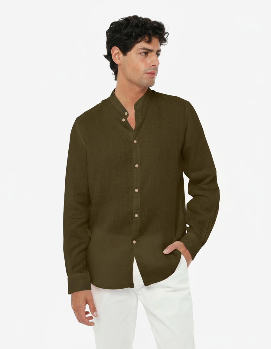 Camicia in lino - Collo serafino