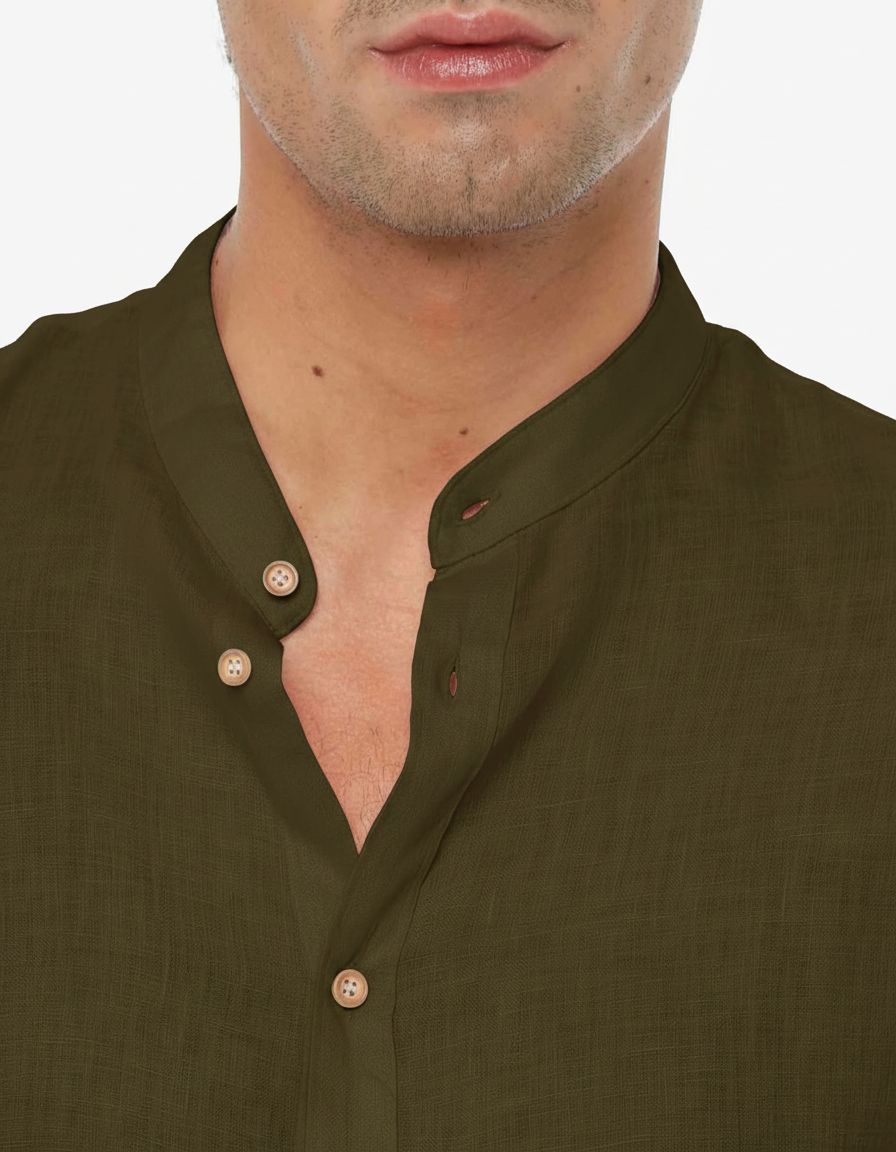 Camicia in lino - Collo serafino