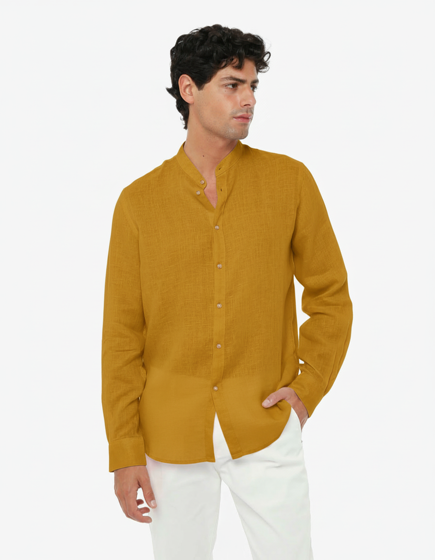 Camicia in lino - Collo serafino