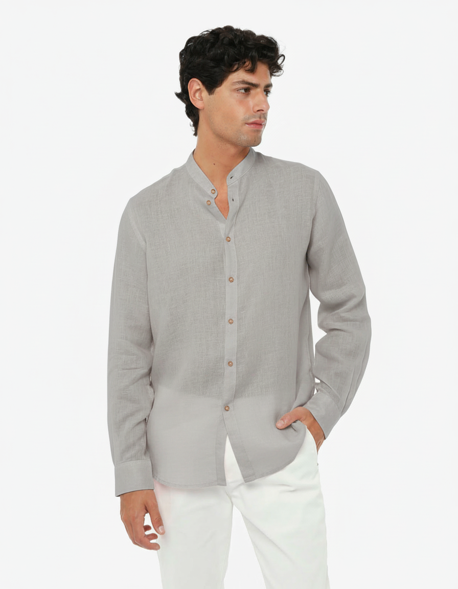 Camicia in lino - Collo serafino