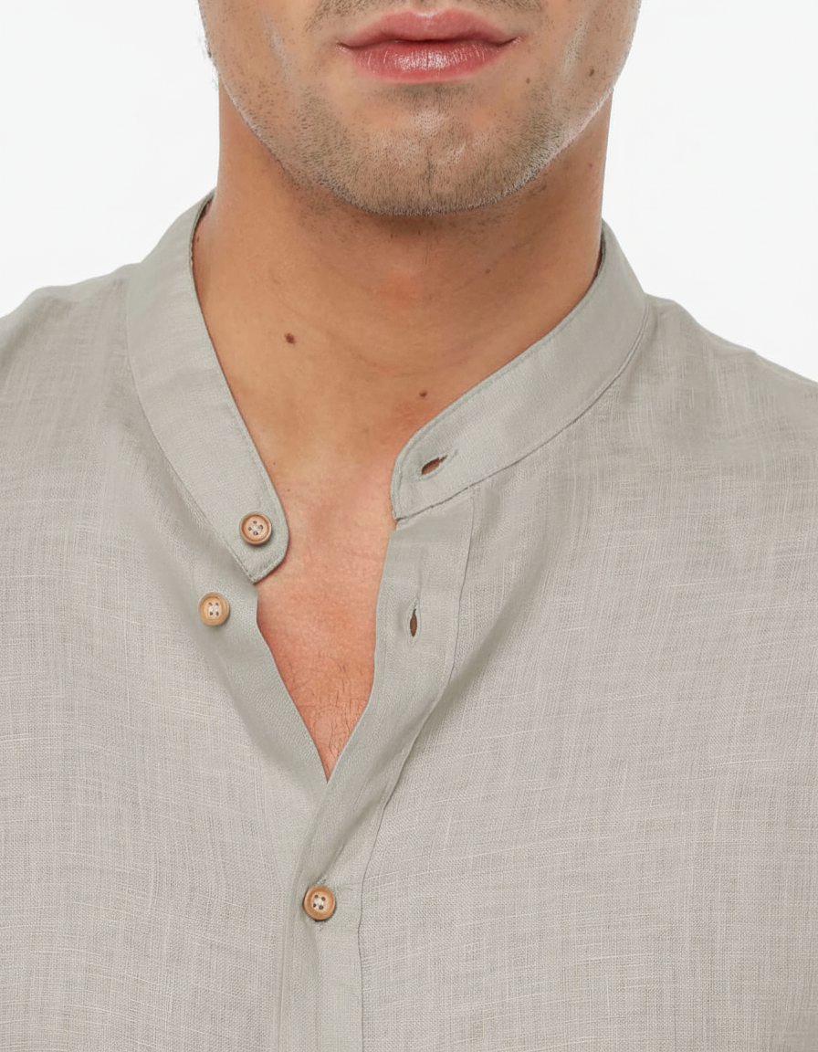 Camicia in lino - Collo serafino