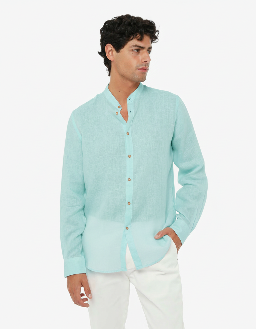 Camicia in lino - Collo serafino