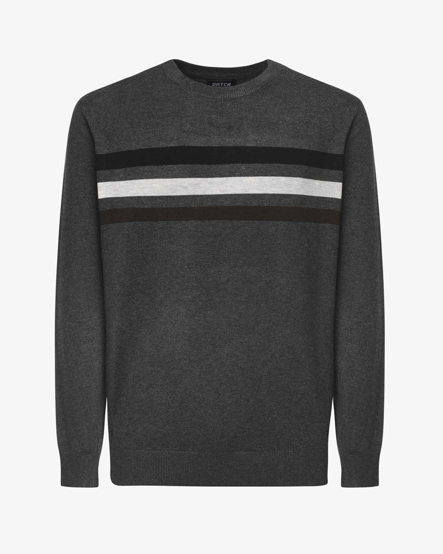 Maglia girocollo a costine "Colour Block"