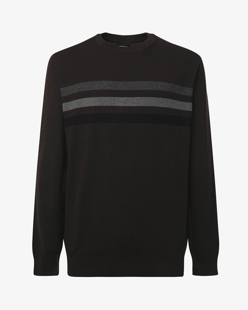 Maglia girocollo a costine "Colour Block"