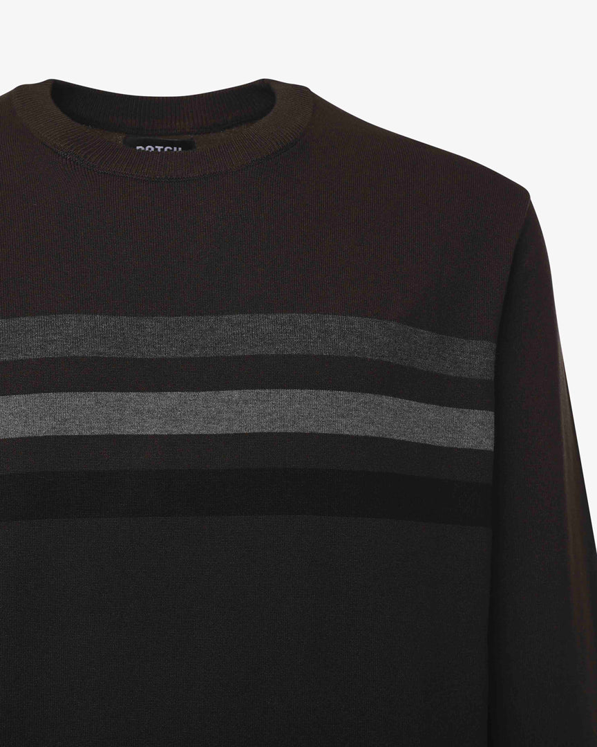 Maglia girocollo a costine "Colour Block"