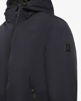 Giubbotto con cappuccio e micrologo laterale