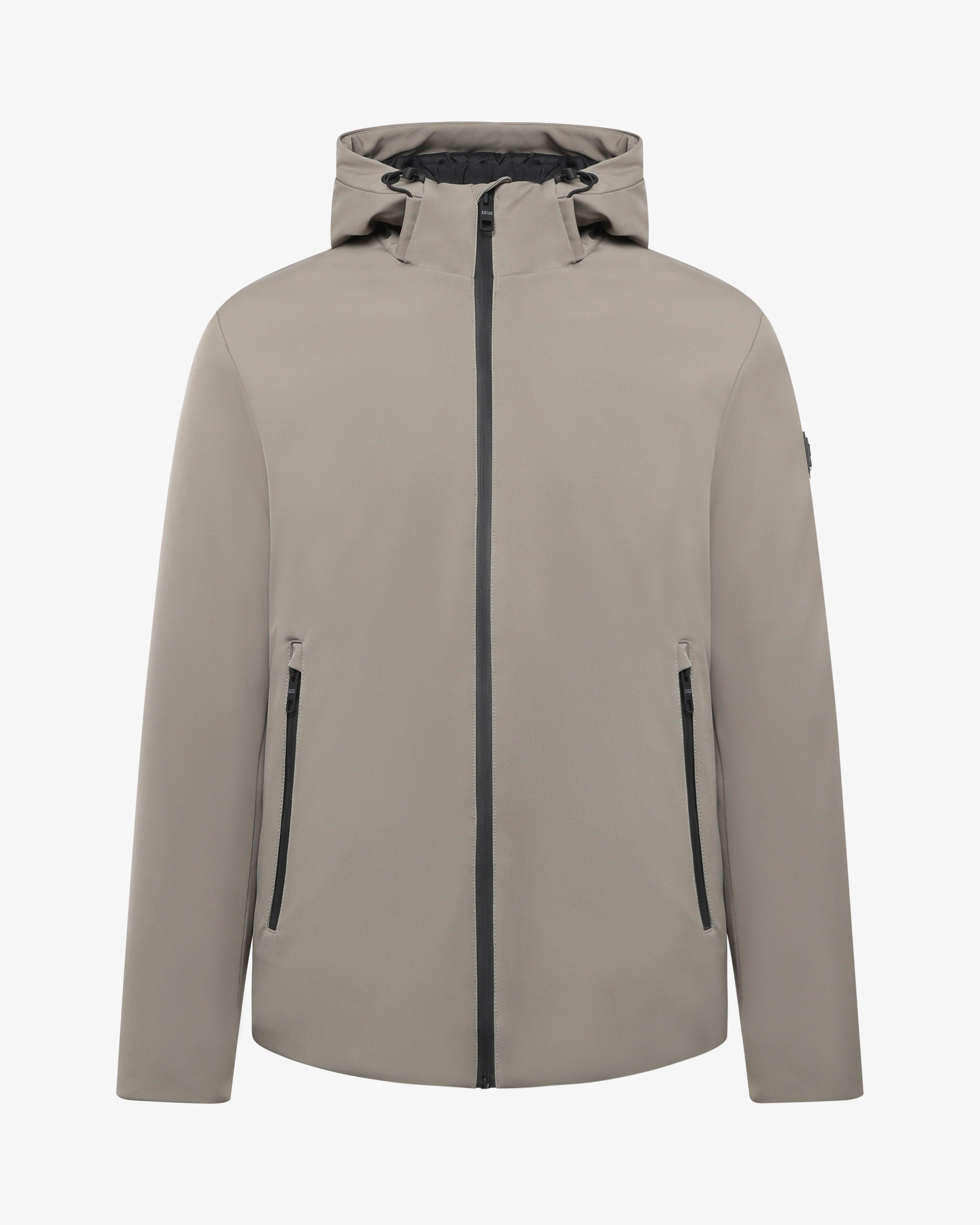 Giubbotto con cappuccio e micrologo laterale