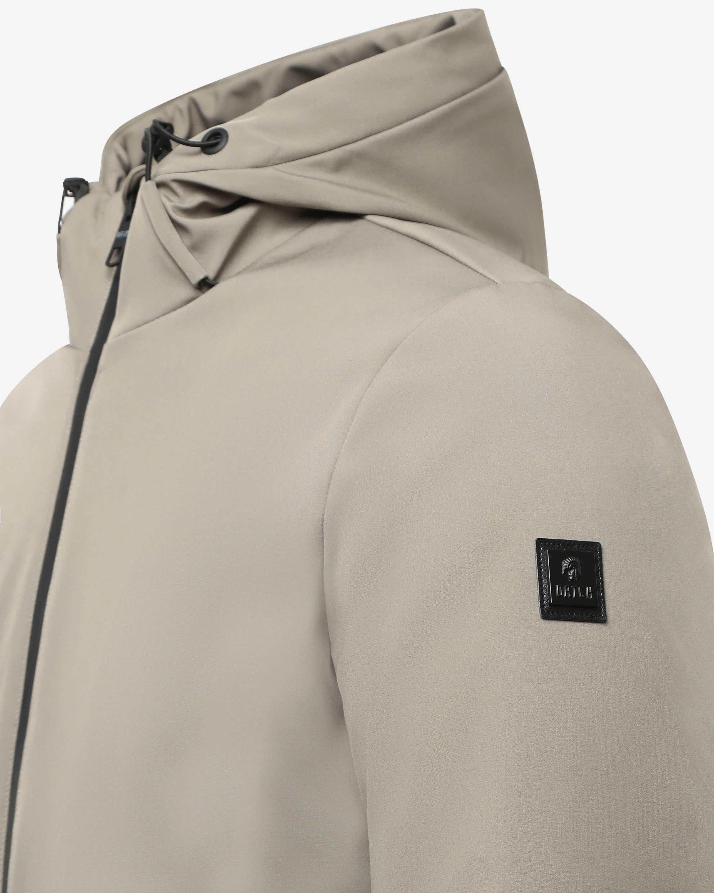 Giubbotto con cappuccio e micrologo laterale