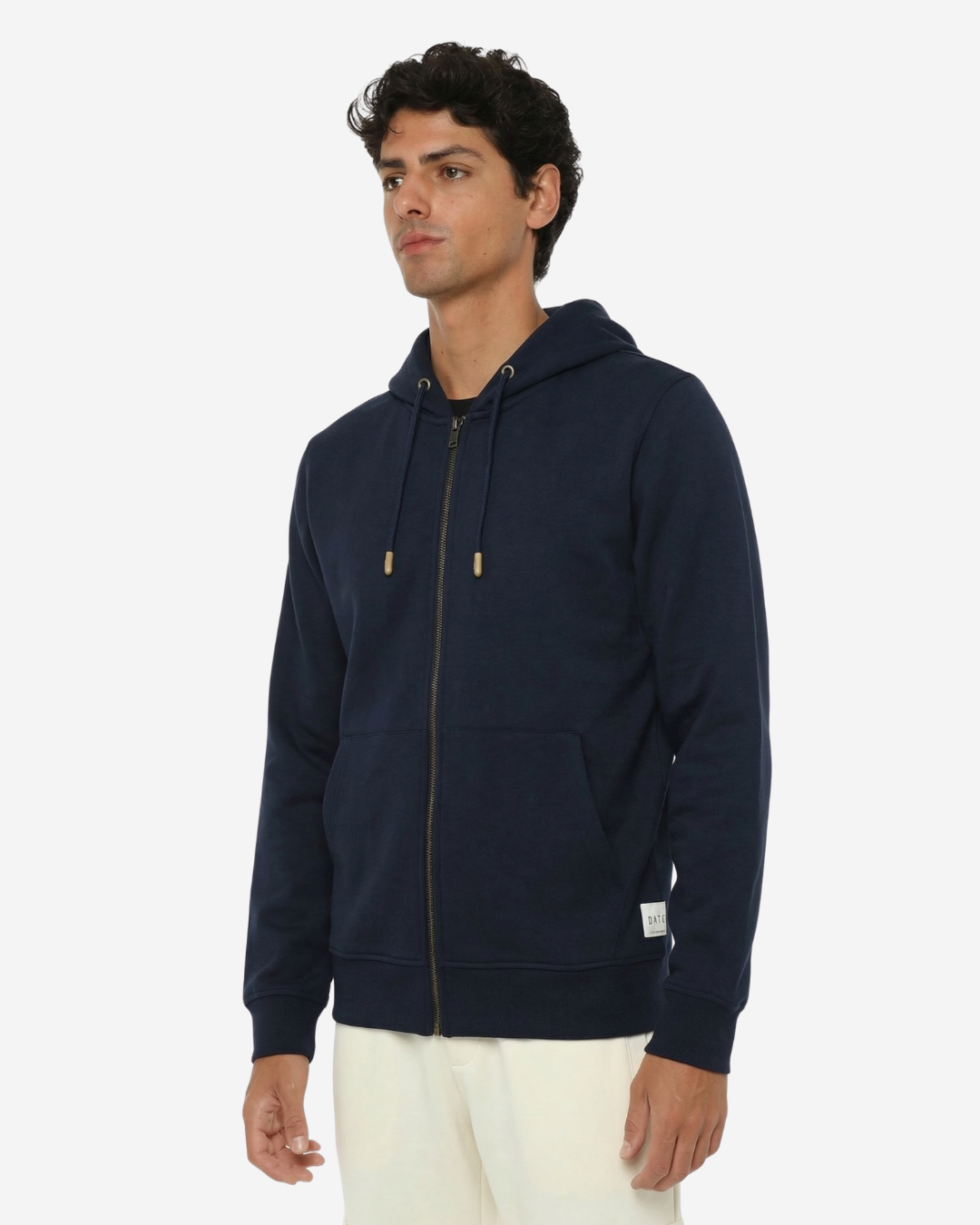 Felpa zip frontale, con cappuccio cotton