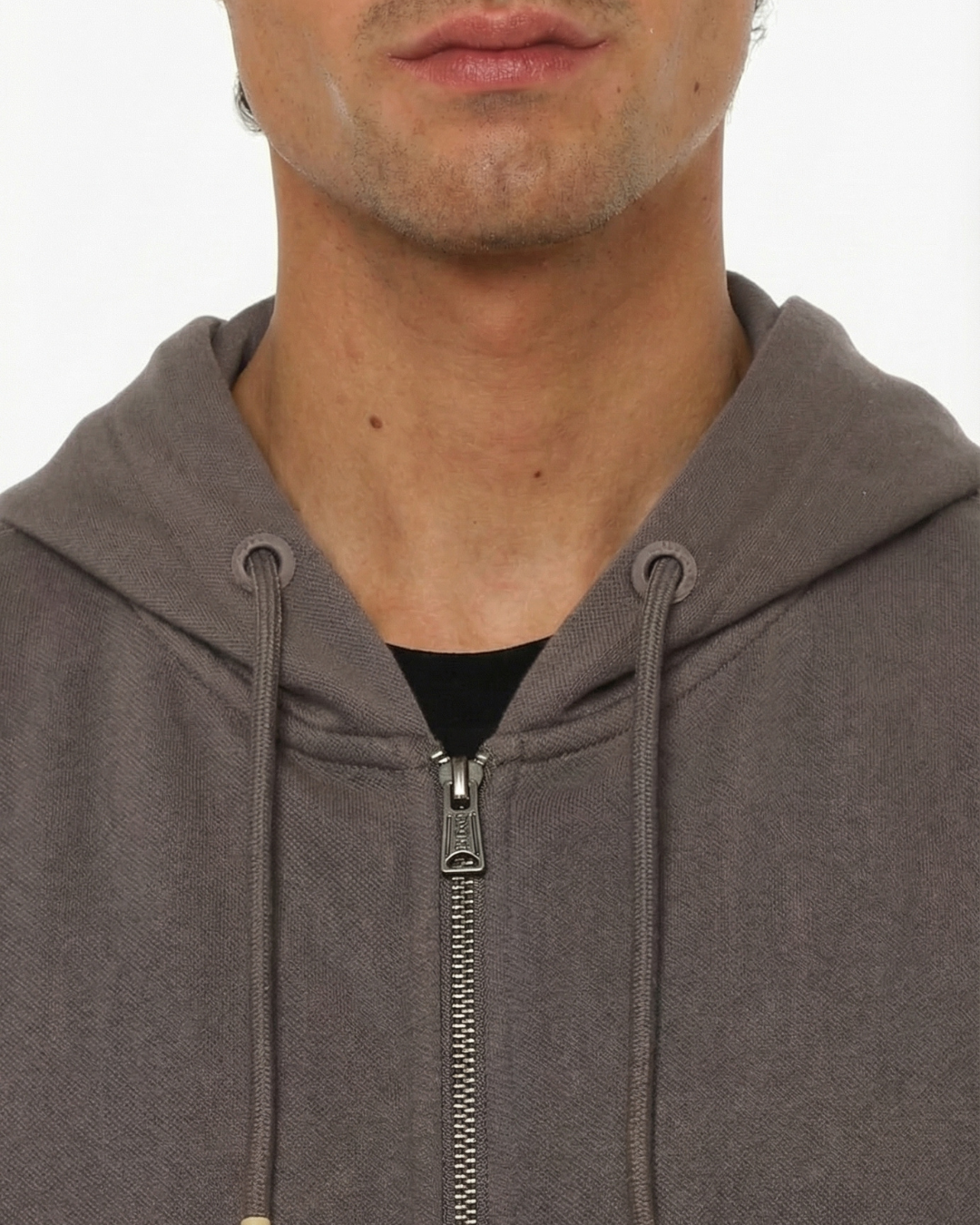 Felpa zip frontale, con cappuccio cotton