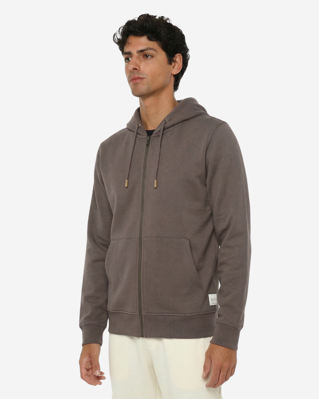 Felpa zip frontale, con cappuccio cotton