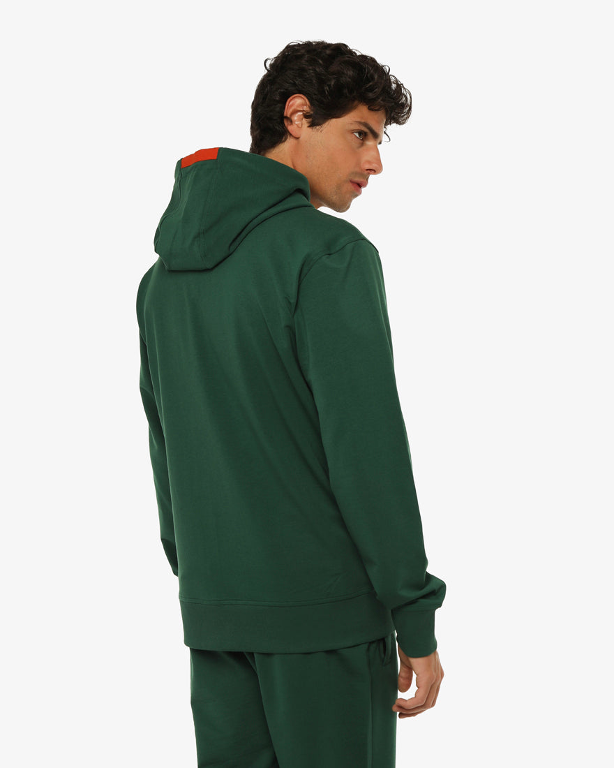 Felpa zip frontale, con cappuccio manica lunga