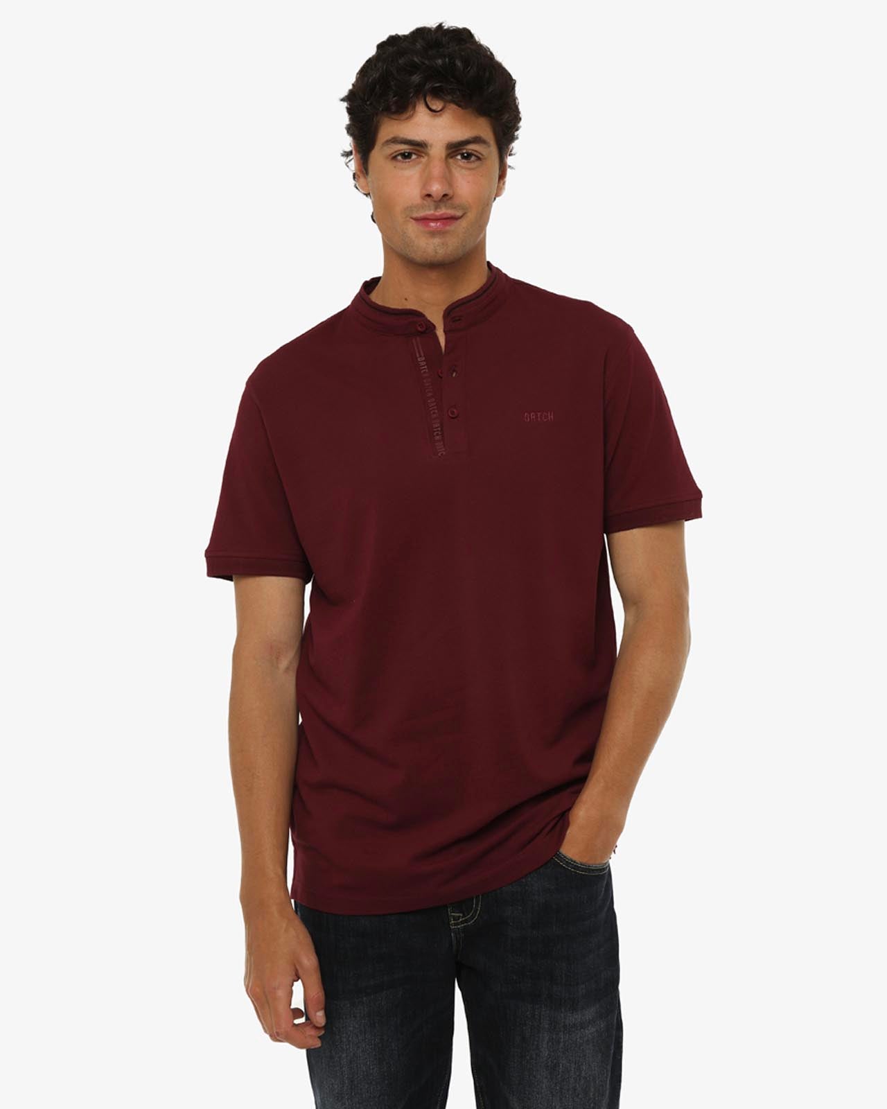 Polo collo serafino, manica corta in cotton