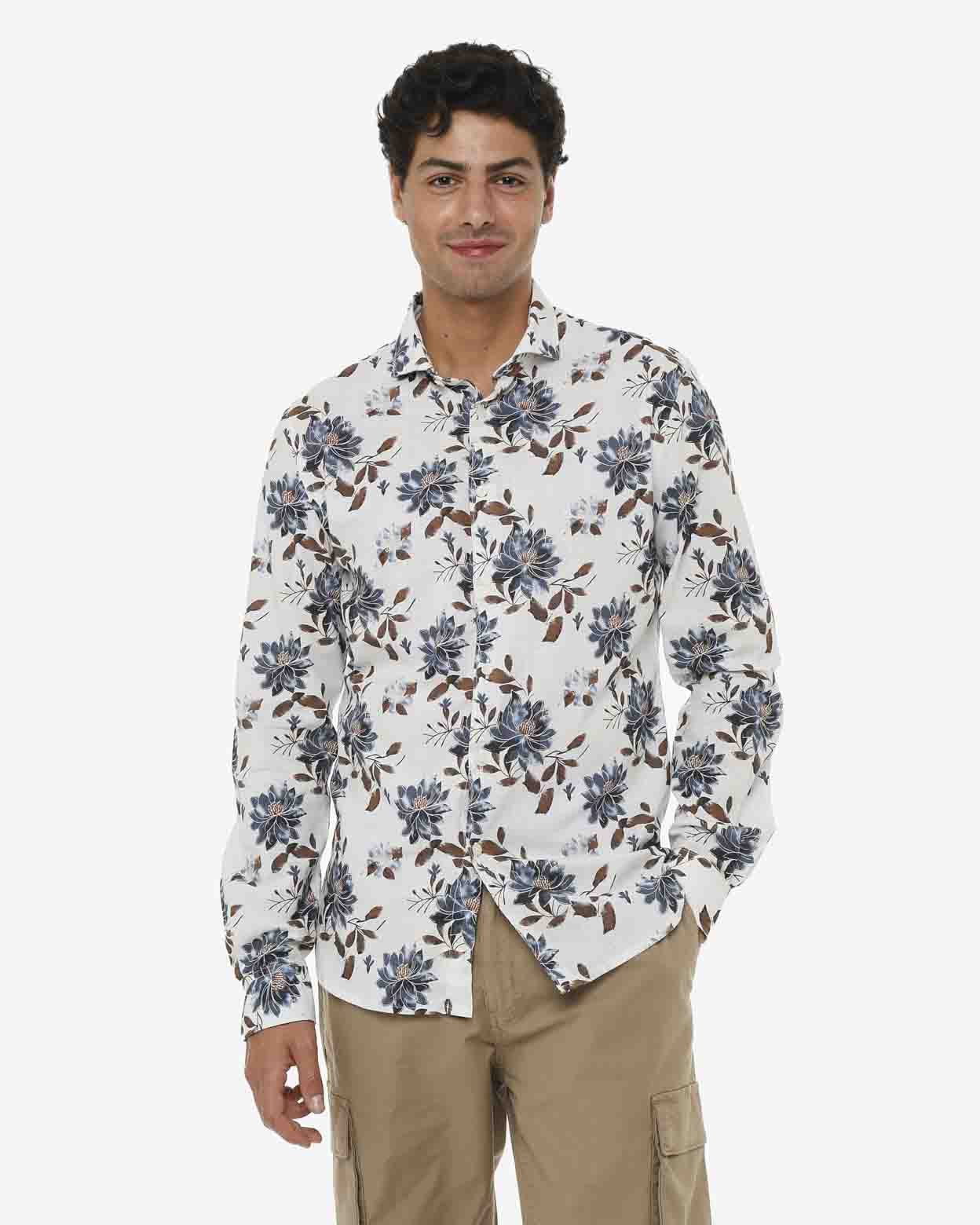 Camicia maniche lunghe a fantasia