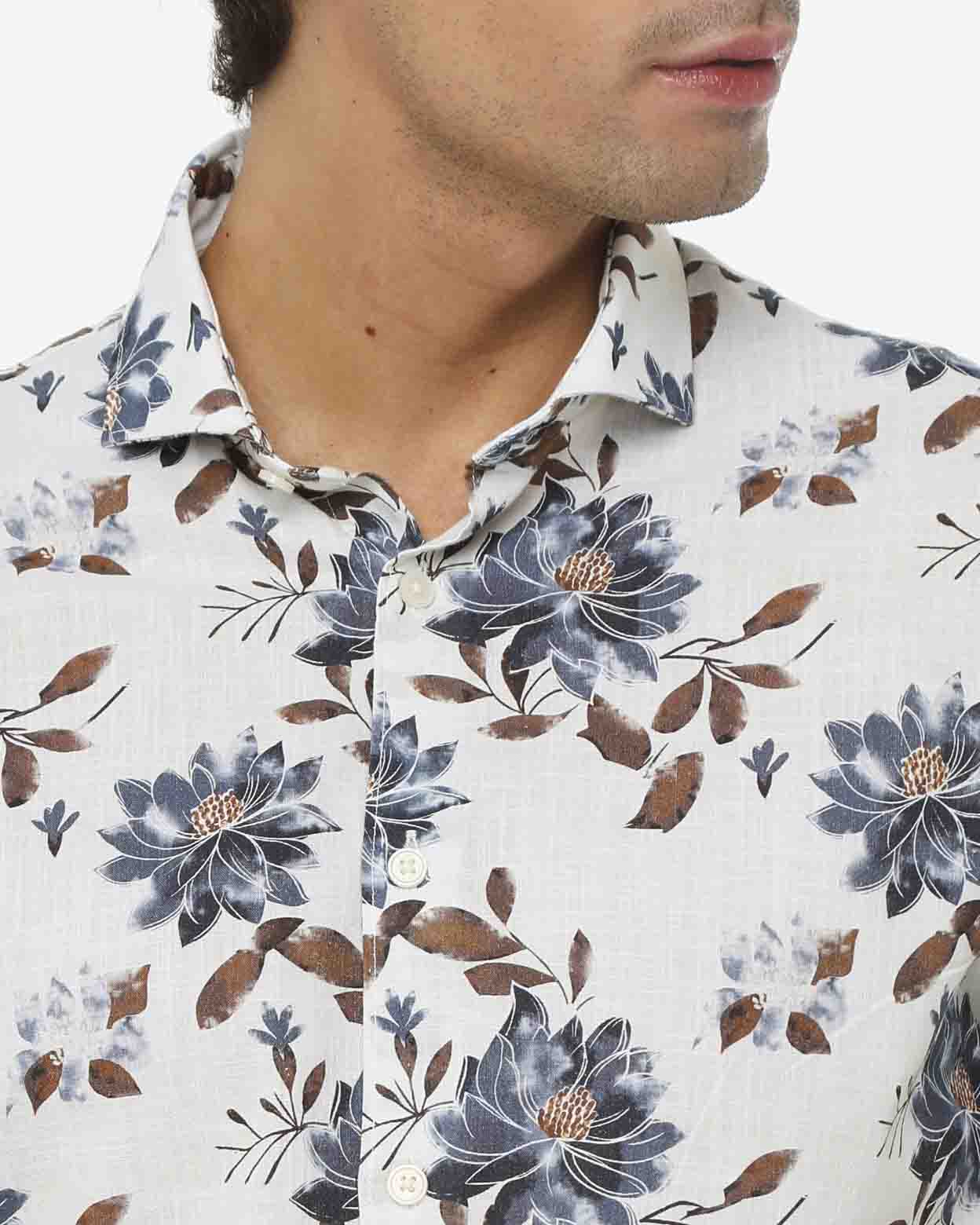 Camicia maniche lunghe a fantasia