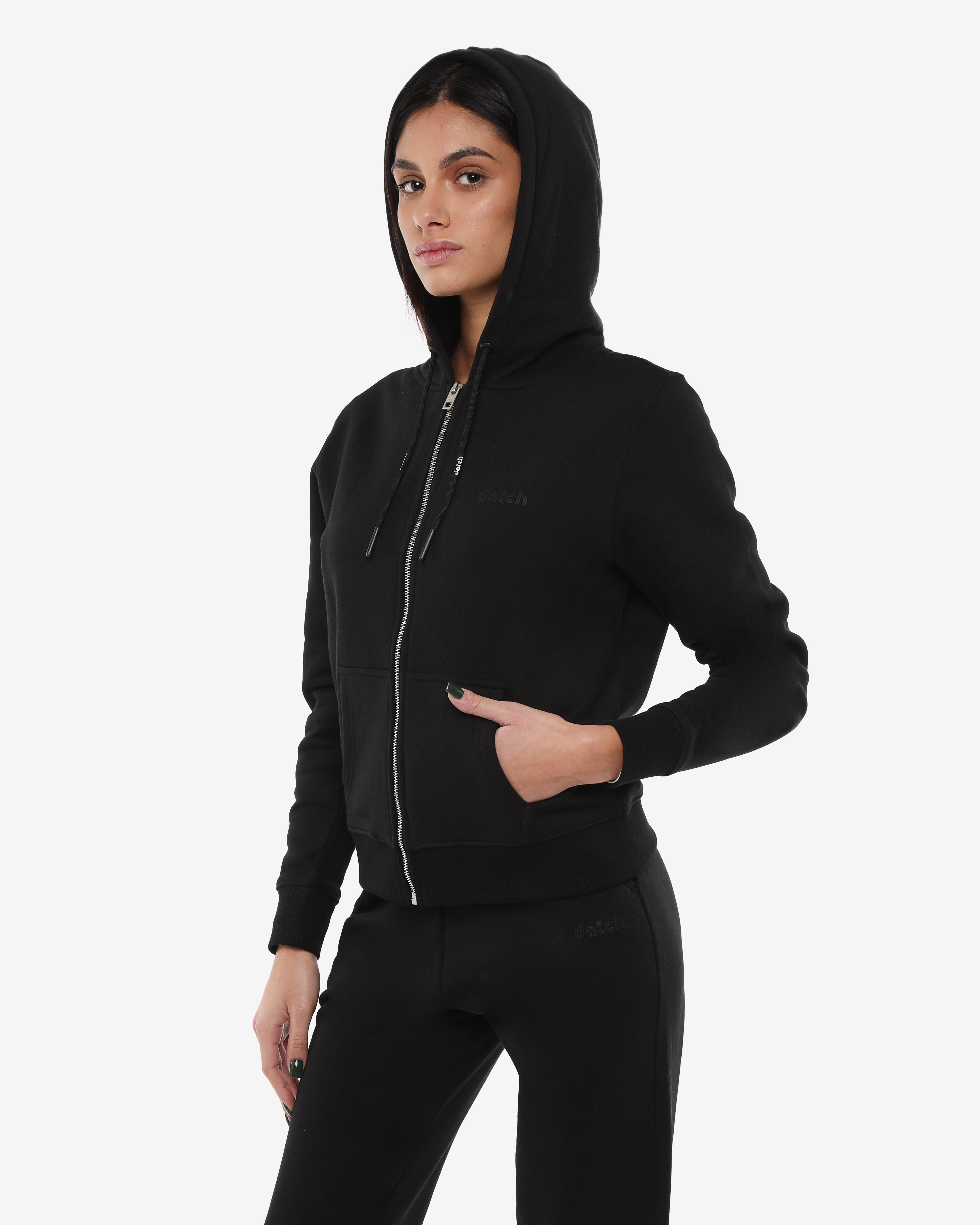 Felpa zip con cappuccio donna