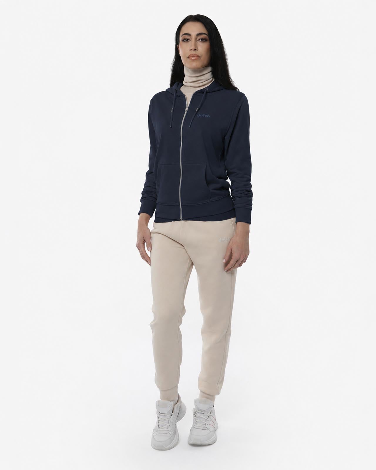 Felpa zip con cappuccio donna