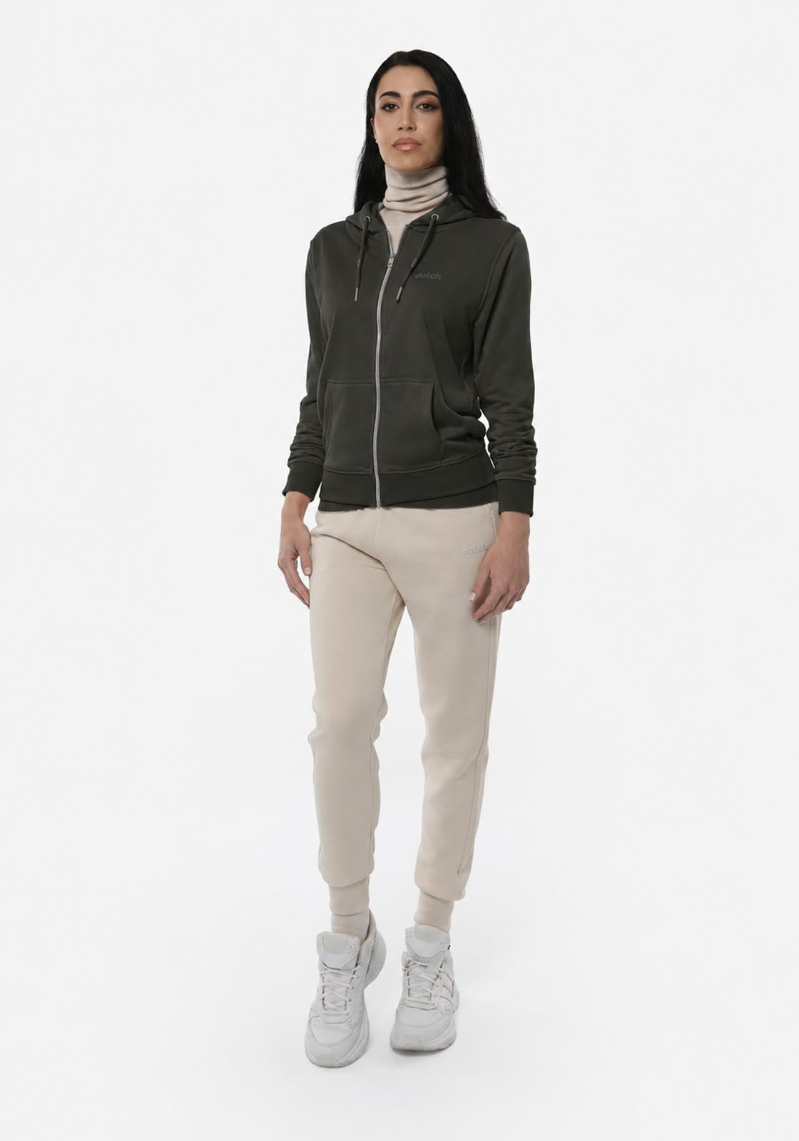 Felpa zip con cappuccio donna