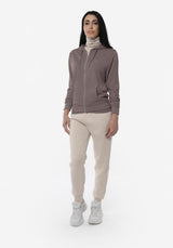 Felpa zip con cappuccio donna