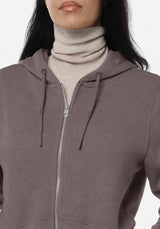 Felpa zip con cappuccio donna