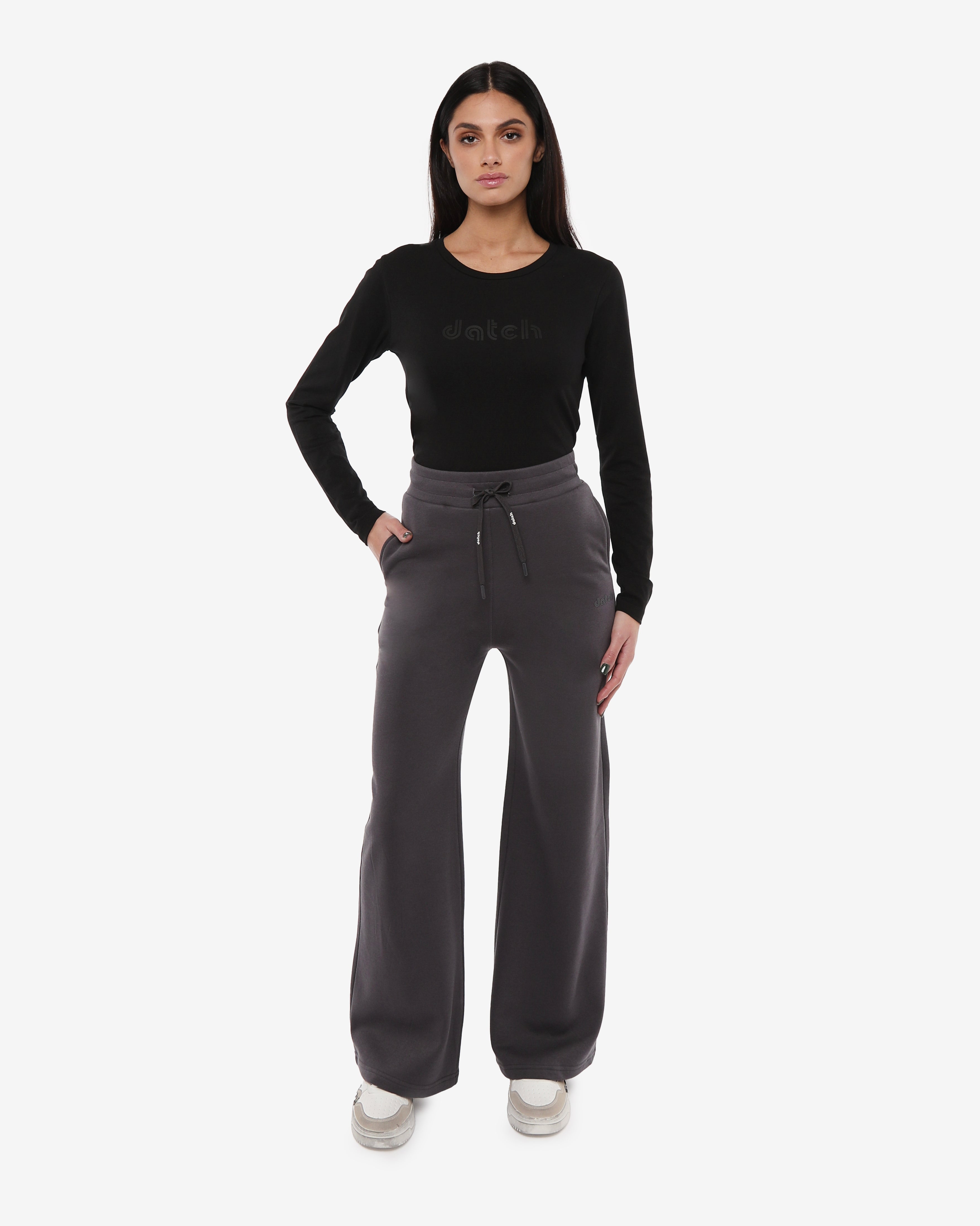 Pantalone felpa a gamba larga