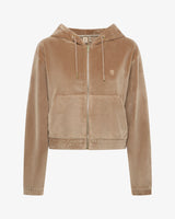 Felpa zip con cappuccio in ciniglia