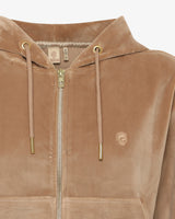 Felpa zip con cappuccio in ciniglia