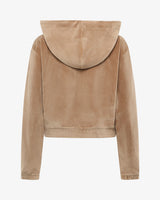 Felpa zip con cappuccio in ciniglia