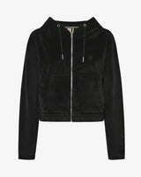 Felpa zip con cappuccio in ciniglia