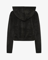 Felpa zip con cappuccio in ciniglia