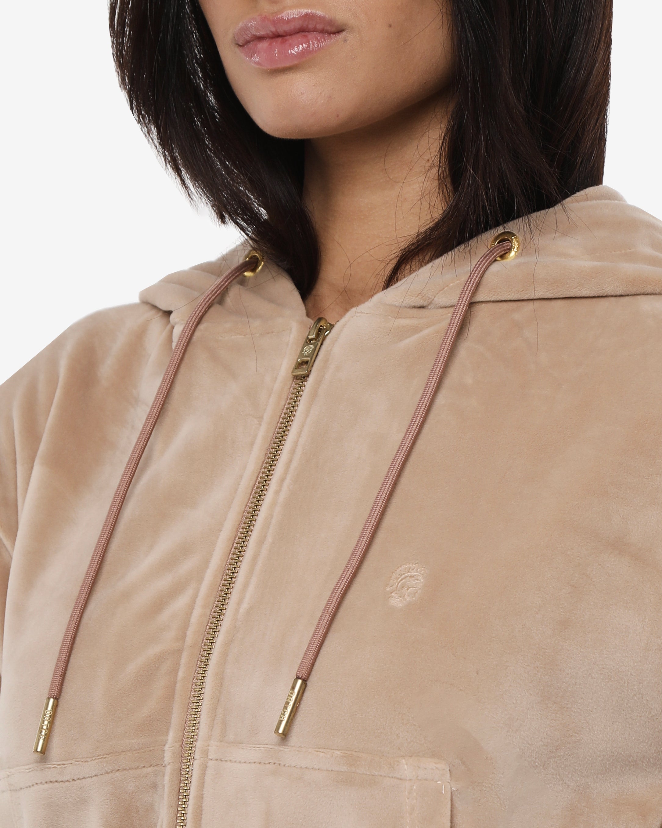 Felpa zip con cappuccio in ciniglia