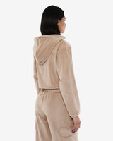Felpa zip con cappuccio in ciniglia