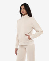 Felpa con zip e mezzo collo