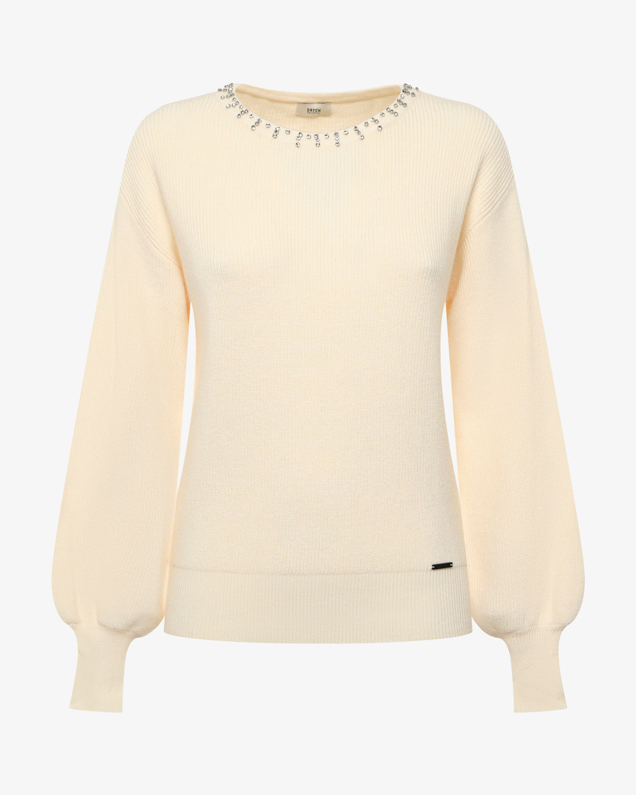 Maglia con strass al girocollo