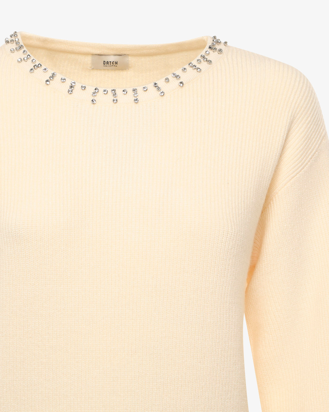 Maglia con strass al girocollo