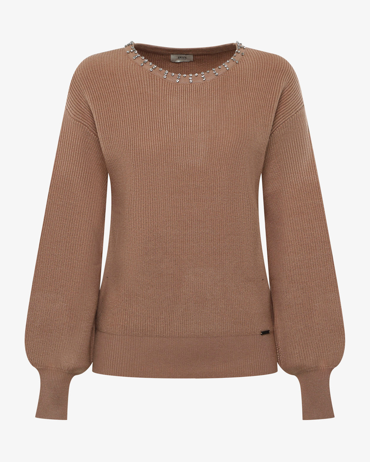 Maglia con strass al girocollo