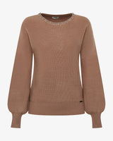 Maglia con strass al girocollo