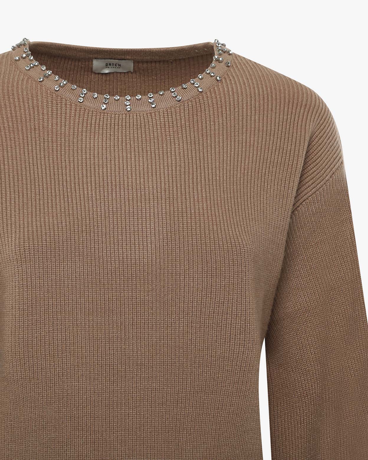 Maglia con strass al girocollo