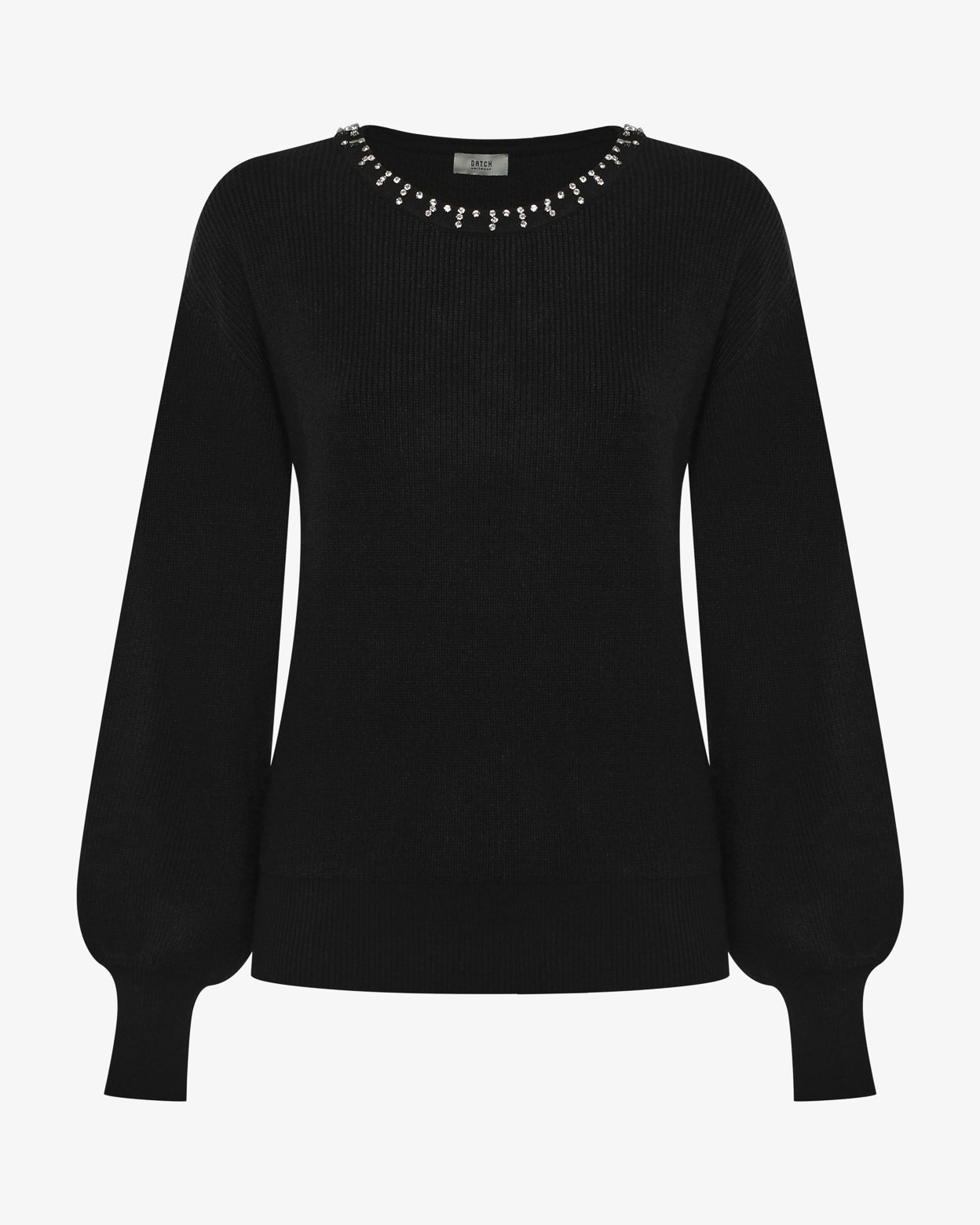 Maglia con strass al girocollo